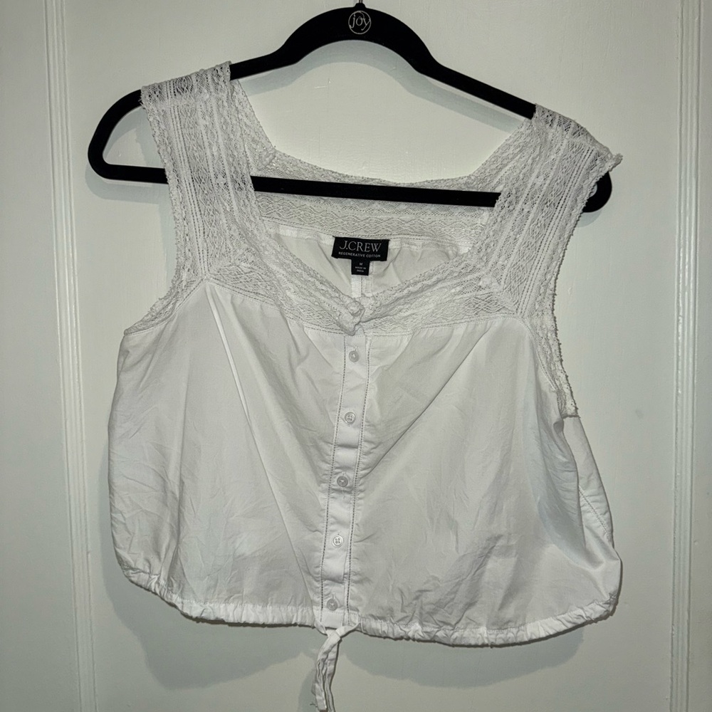 J Crew Lace-Trim Cropped Women's Top